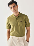 Matcha Olive Cotton Blend Pique Polo