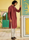 Aag Red Cotton Silk Kurta