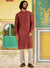 Aag Red Cotton Silk Kurta