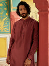Aag Red Cotton Silk Kurta